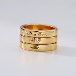image-European American Smiley Face Ring Gold-Plated Copper Punk Style