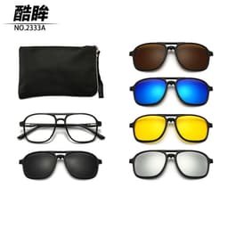 image-Magnetic Clip-On Polarized Sunglasses with Myopia Frame TR90