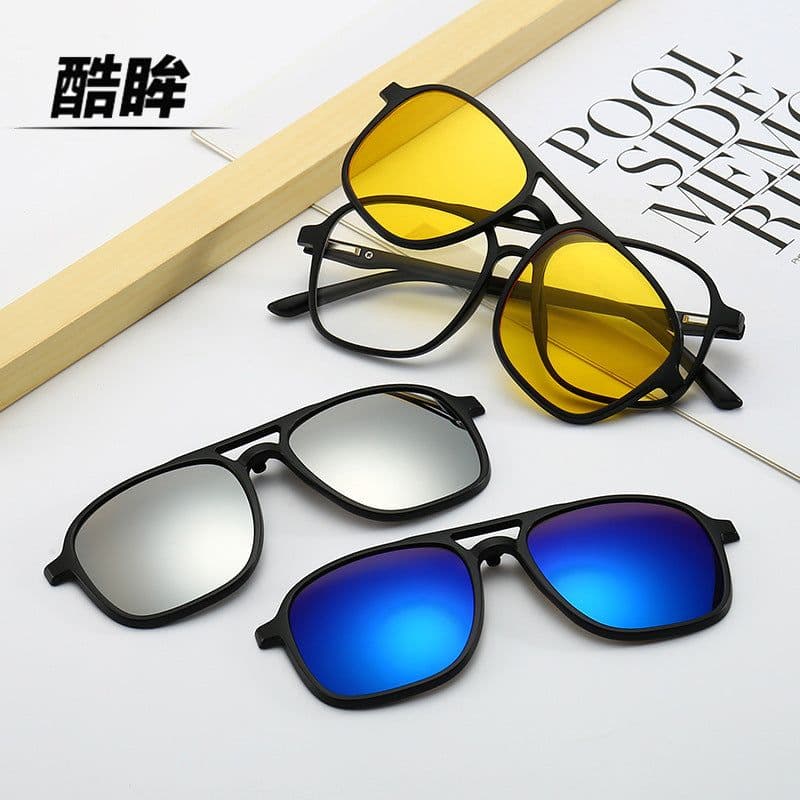 image-Magnetic Clip-On Polarized Sunglasses with Myopia Frame TR90