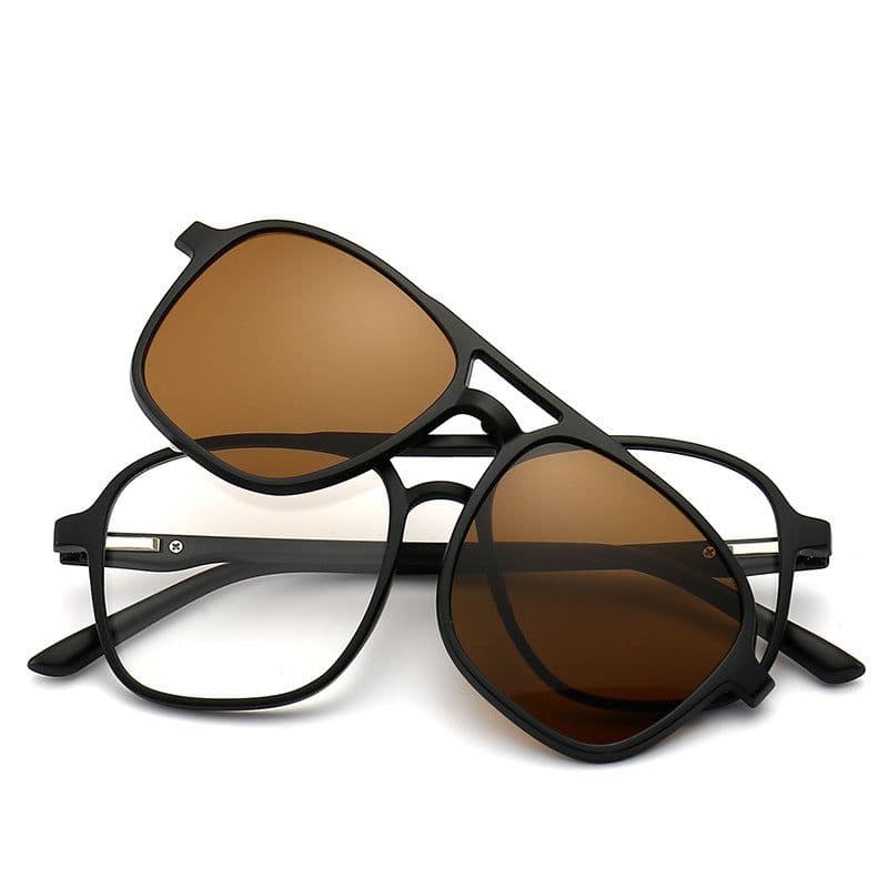 image-Magnetic Clip-On Polarized Sunglasses with Myopia Frame TR90