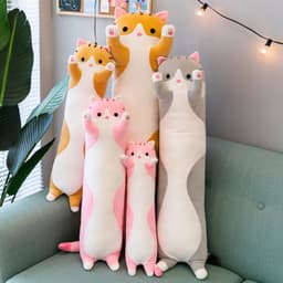 image-Cross-Border Long Cat Plush Pillow Cylindrical Cartoon Toy Doll
