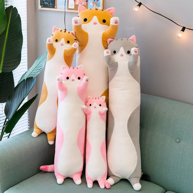 image-Cross-Border Long Cat Plush Pillow Cylindrical Cartoon Toy Doll