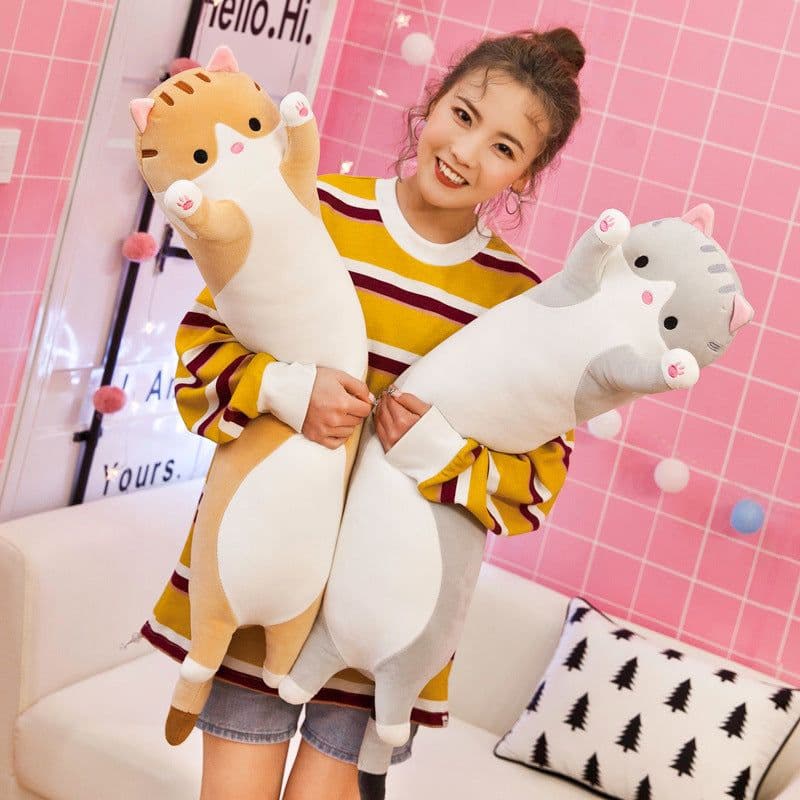 image-Cross-Border Long Cat Plush Pillow Cylindrical Cartoon Toy Doll