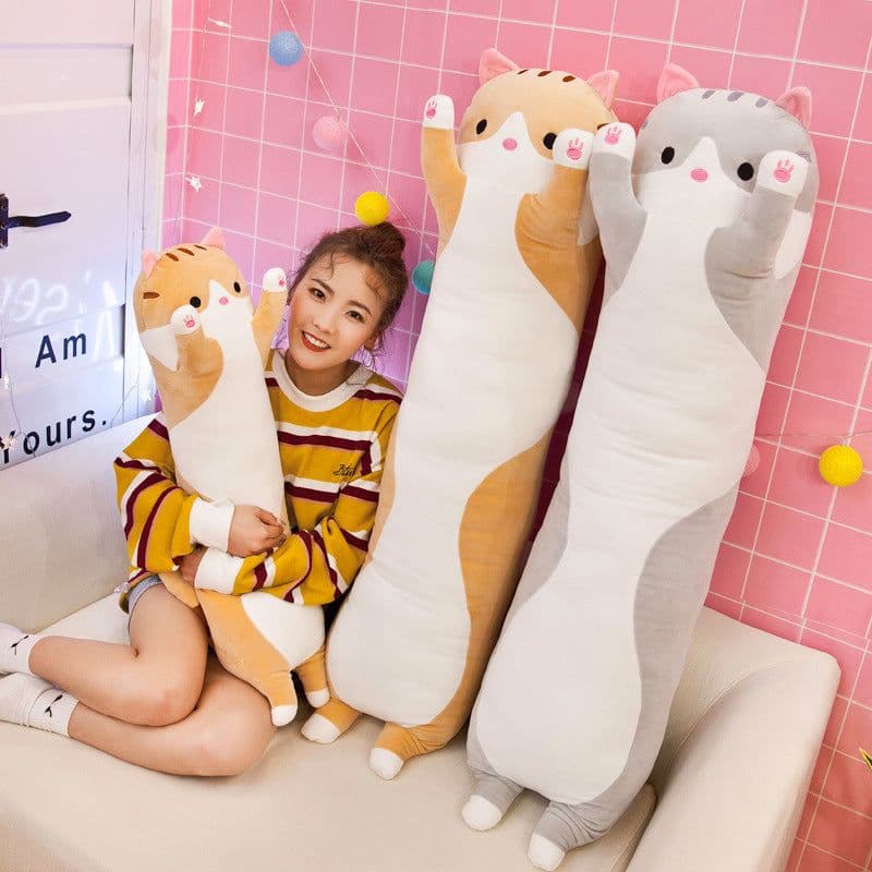 image-Cross-Border Long Cat Plush Pillow Cylindrical Cartoon Toy Doll