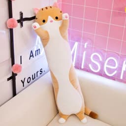 image-Cross-Border Long Cat Plush Pillow Cylindrical Cartoon Toy Doll