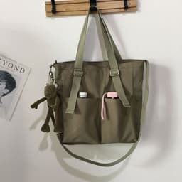 image-Canvas Tote Bag Large Capacity Waterproof Shoulder Messenger School Bag