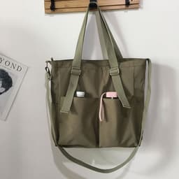 image-Canvas Tote Bag Large Capacity Waterproof Shoulder Messenger School Bag