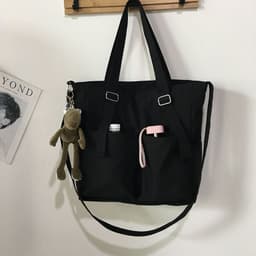 image-Canvas Tote Bag Large Capacity Waterproof Shoulder Messenger School Bag