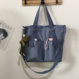 image-Canvas Tote Bag Large Capacity Waterproof Shoulder Messenger School Bag