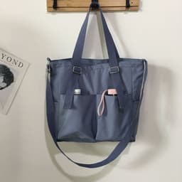image-Canvas Tote Bag Large Capacity Waterproof Shoulder Messenger School Bag