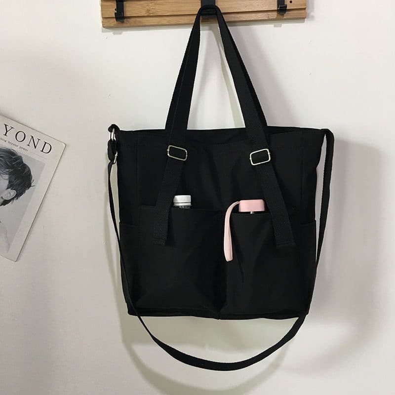 image-Canvas Tote Bag Large Capacity Waterproof Shoulder Messenger School Bag