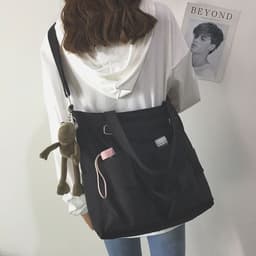 image-Canvas Tote Bag Large Capacity Waterproof Shoulder Messenger School Bag