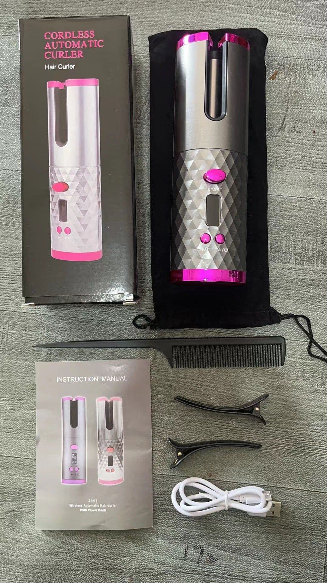 image-Portable USB Rechargeable Automatic Hair Curler with LCD Display