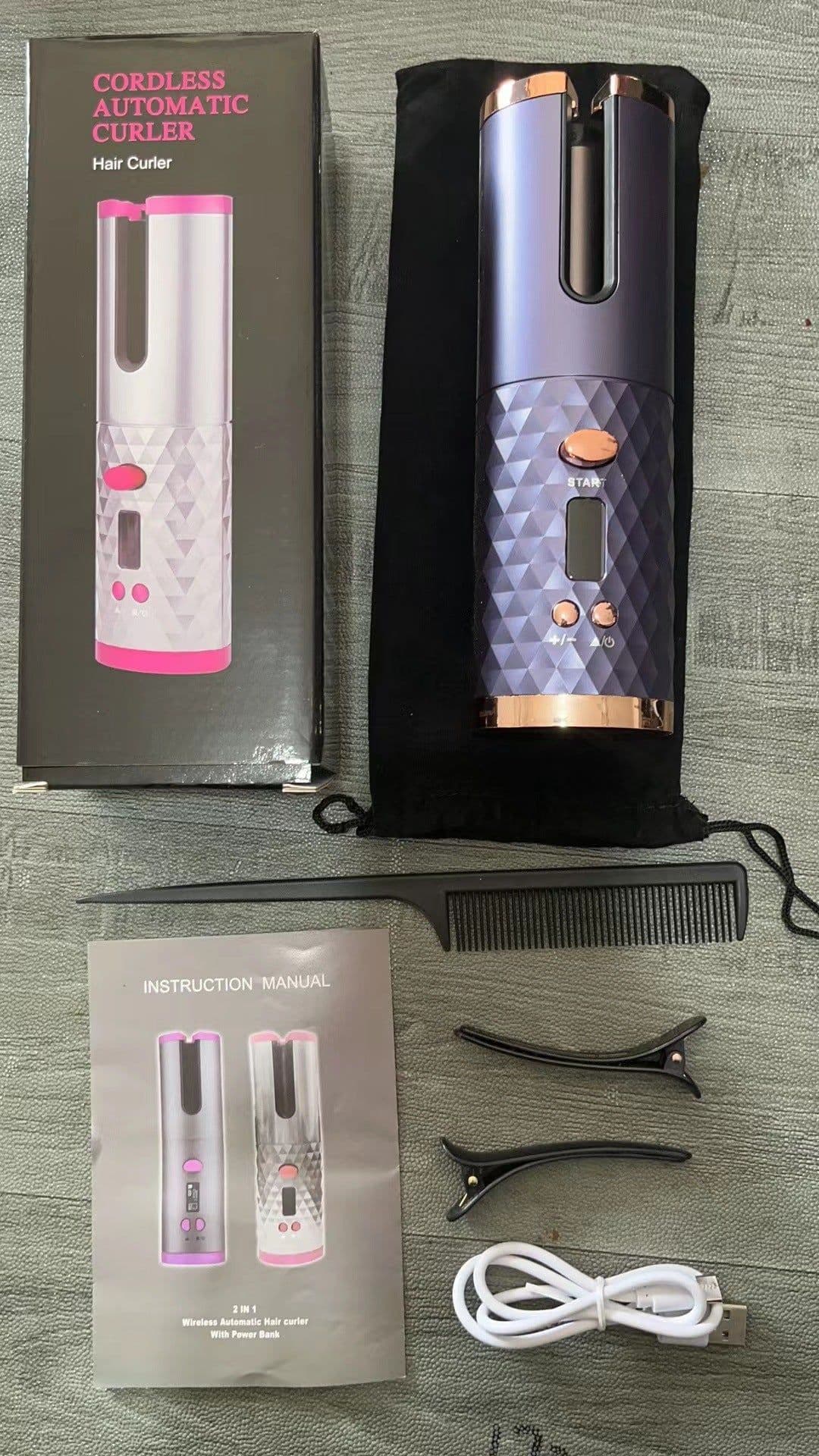image-Portable USB Rechargeable Automatic Hair Curler with LCD Display