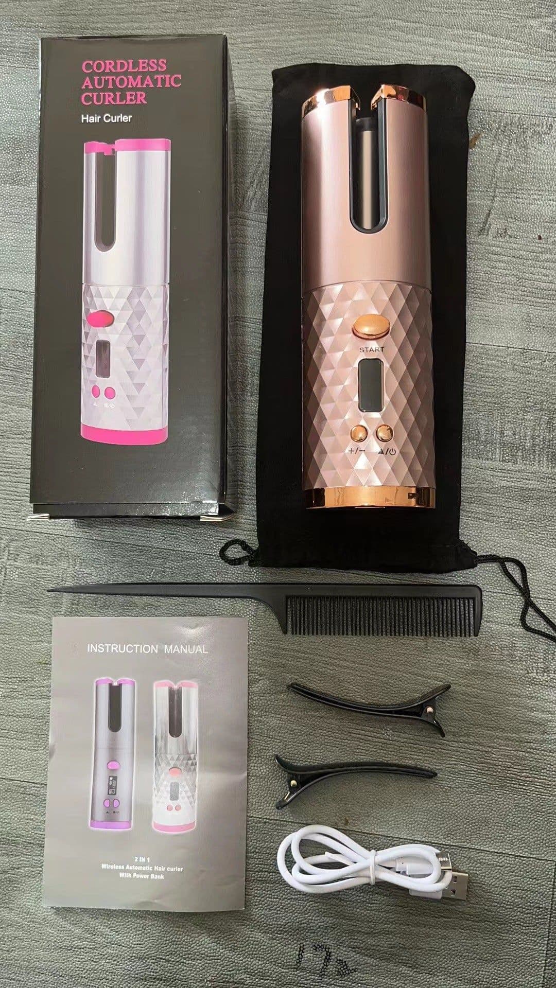 image-Portable USB Rechargeable Automatic Hair Curler with LCD Display