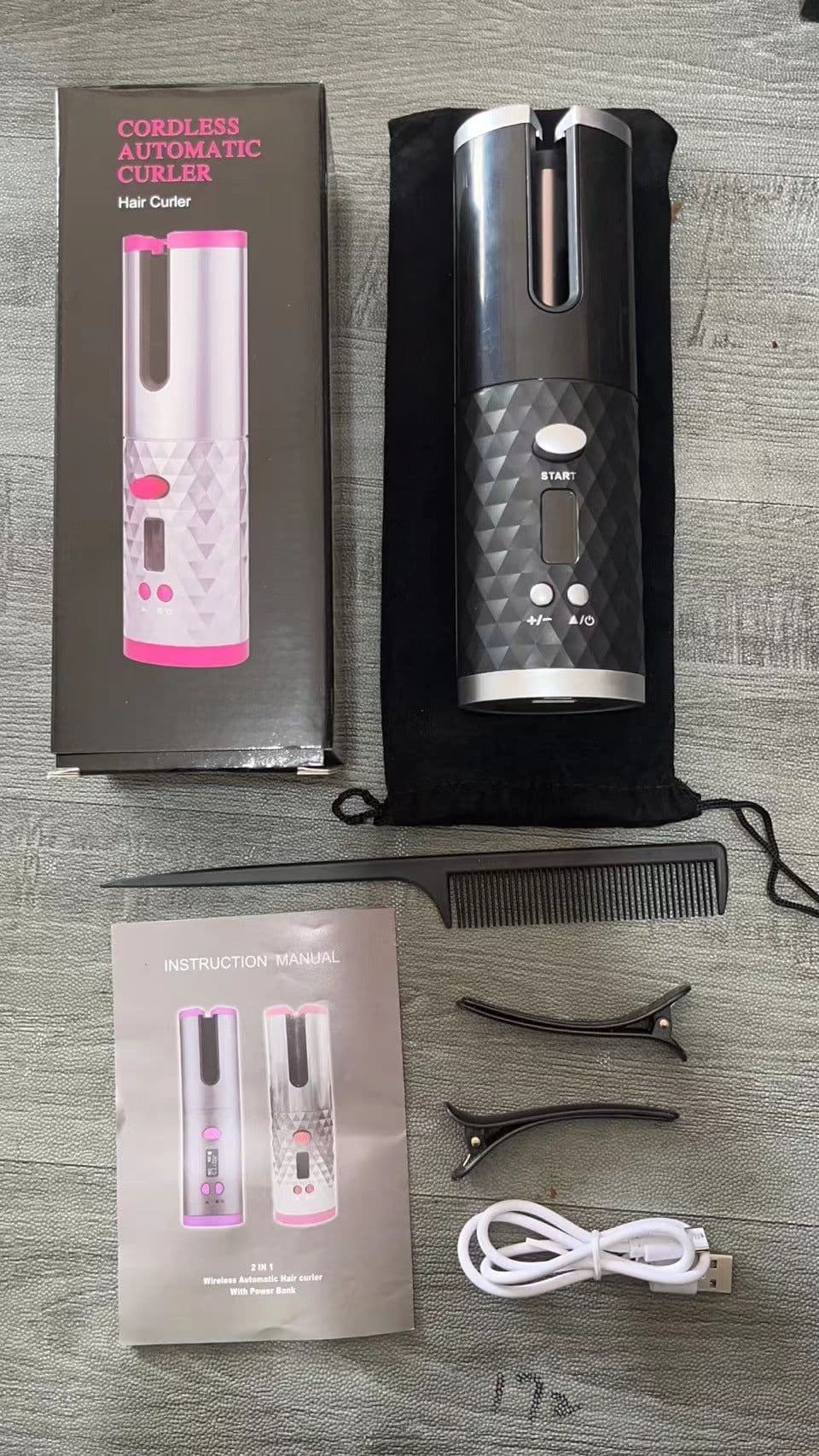 image-Portable USB Rechargeable Automatic Hair Curler with LCD Display
