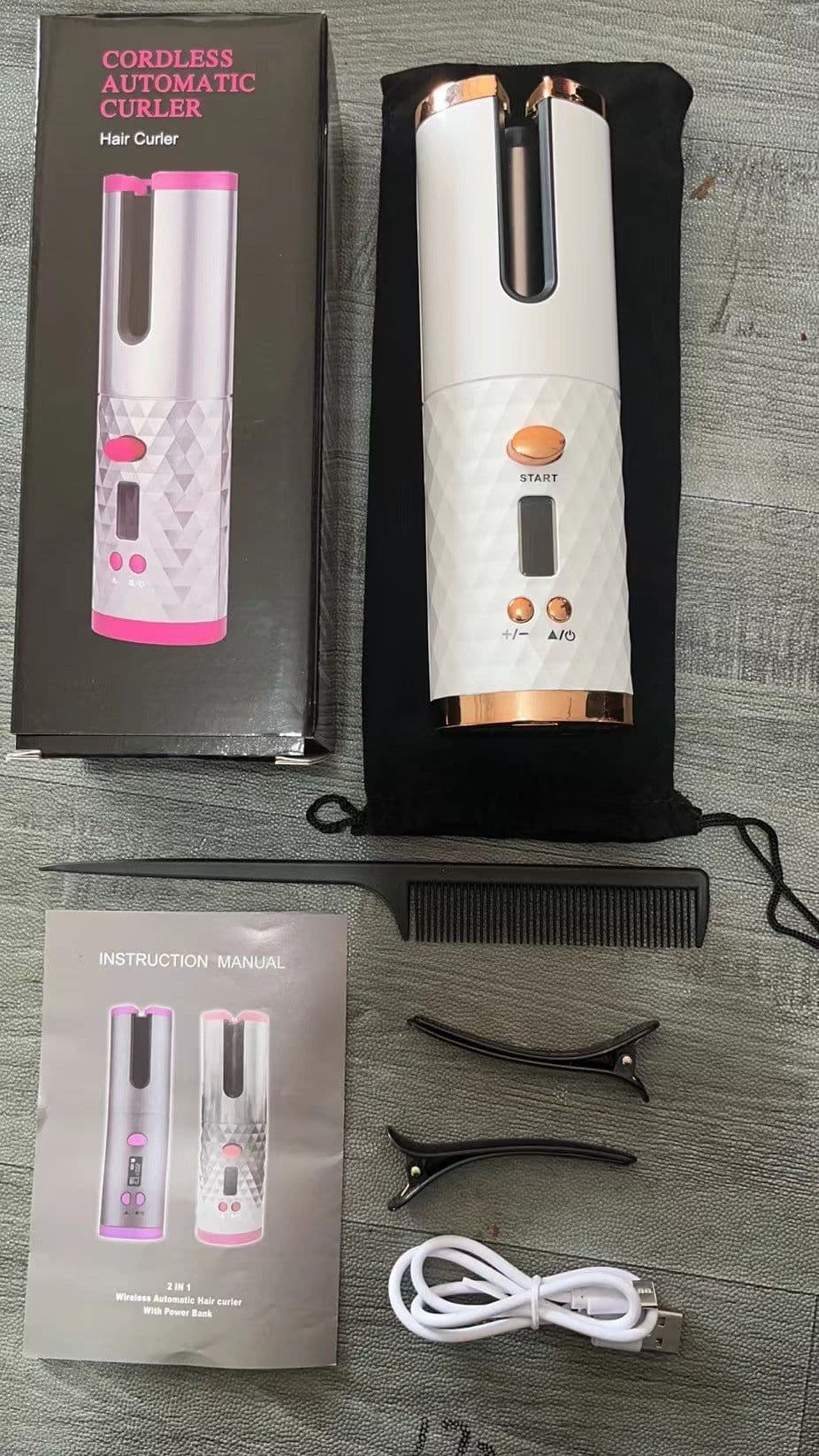 image-Portable USB Rechargeable Automatic Hair Curler with LCD Display