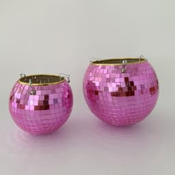 image-Mirror Disco Ball Hanging Planter Pot 25cm Indoor Gardening Basket