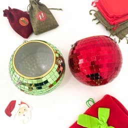 image-Mirror Disco Ball Hanging Planter Pot 25cm Indoor Gardening Basket