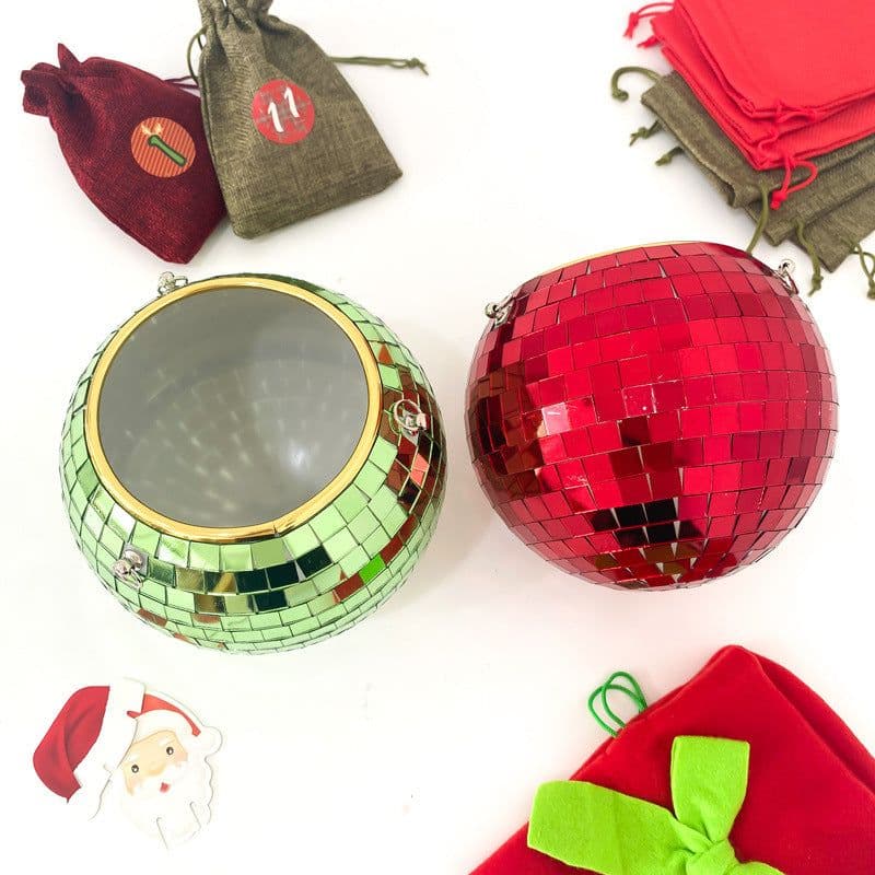 image-Mirror Disco Ball Hanging Planter Pot 25cm Indoor Gardening Basket