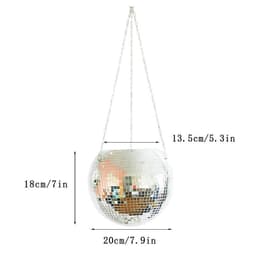 image-Mirror Disco Ball Hanging Planter Pot 25cm Indoor Gardening Basket
