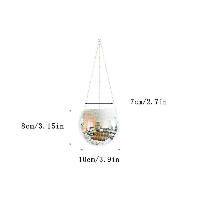 image-Mirror Disco Ball Hanging Planter Pot 25cm Indoor Gardening Basket