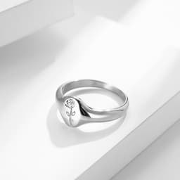 image-Rose Gold Titanium Steel Flower Geometric Ring Women's Jewelry JZ553