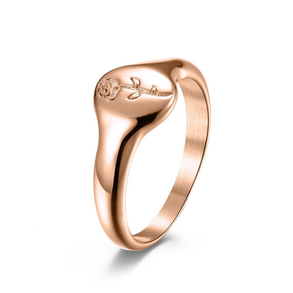 image-Rose Gold Titanium Steel Flower Geometric Ring Women's Jewelry JZ553