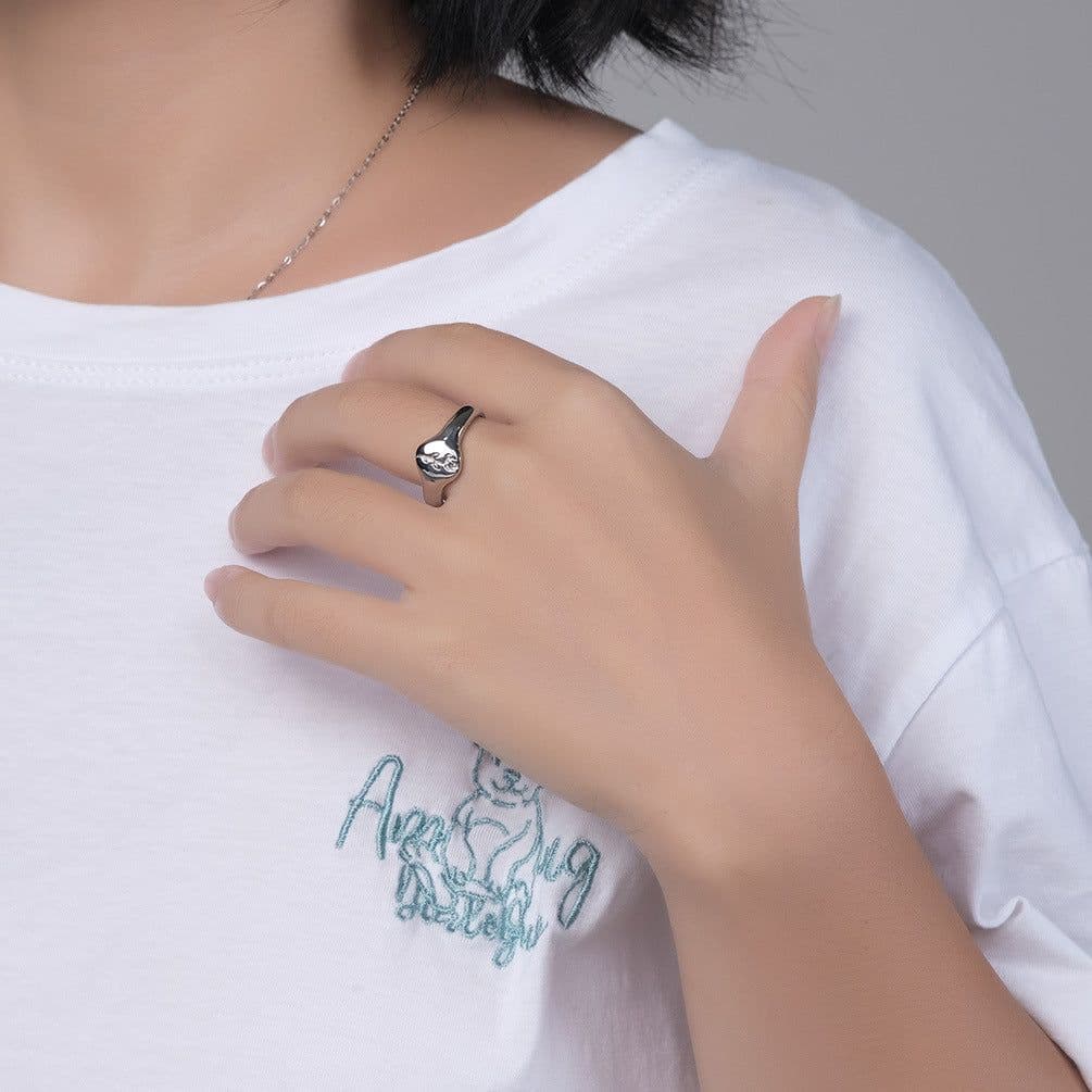 image-Rose Gold Titanium Steel Flower Geometric Ring Women's Jewelry JZ553