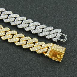 image-Men's Silver Cuban Chain Necklace 24 inch Hip Hop Geometric