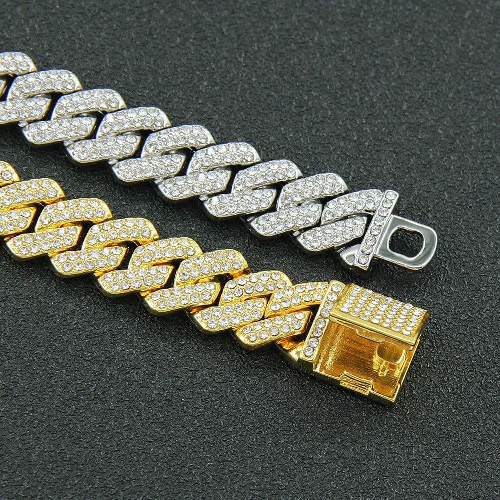 image-Men's Silver Cuban Chain Necklace 24 inch Hip Hop Geometric