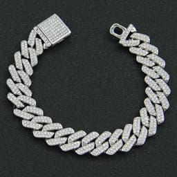 image-Men's Silver Cuban Chain Necklace 24 inch Hip Hop Geometric