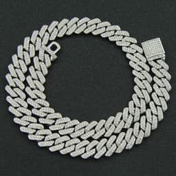 image-Men's Silver Cuban Chain Necklace 24 inch Hip Hop Geometric