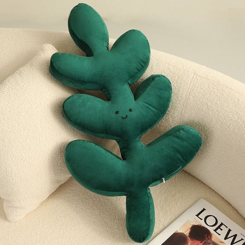 image-Green Leaves Monstera Pillow 40x40cm Velvet Plant Cushion