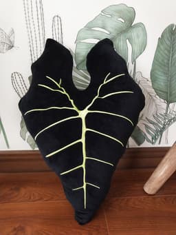 image-Green Leaves Monstera Pillow 40x40cm Velvet Plant Cushion
