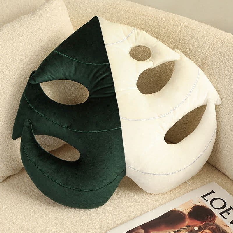 image-Green Leaves Monstera Pillow 40x40cm Velvet Plant Cushion