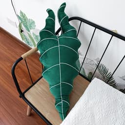 image-Green Leaves Monstera Pillow 40x40cm Velvet Plant Cushion