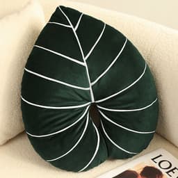 image-Green Leaves Monstera Pillow 40x40cm Velvet Plant Cushion