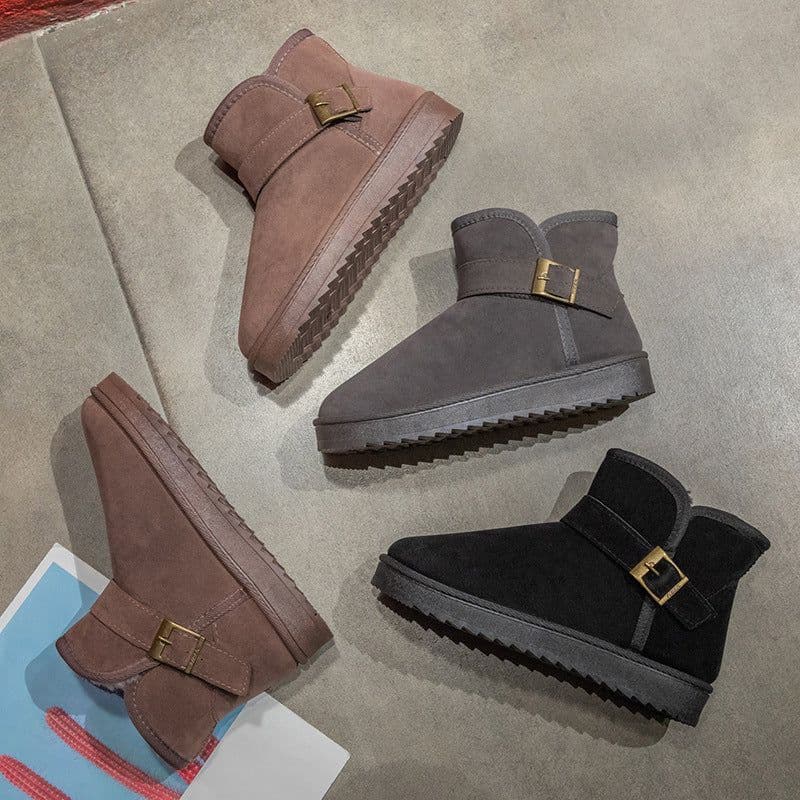 image-Women's Winter Snow Boots Flat Ankle Warm Cotton Boots Unisex