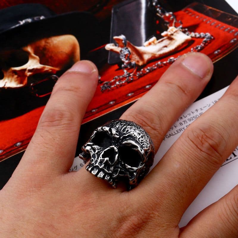 image-beier Stainless Steel Skull Ring Men's Titanium Steel BR8-473