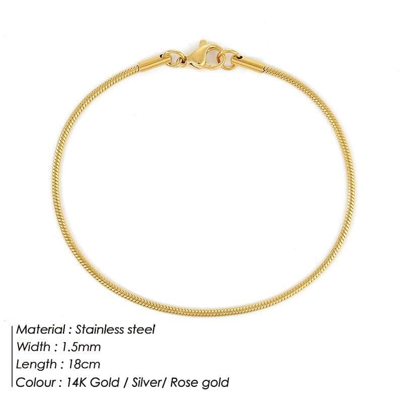 image-e-Manco Stainless Steel Chain Bracelet Rose Gold 2MM Women