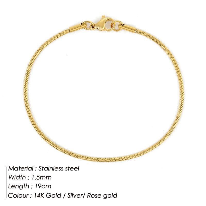 image-e-Manco Stainless Steel Chain Bracelet Rose Gold 2MM Women