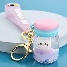 image-Acrylic Liquid Quicksand Cat Keychain Bottle Pendant