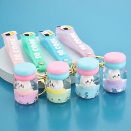 image-Acrylic Liquid Quicksand Cat Keychain Bottle Pendant