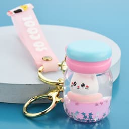 image-Acrylic Liquid Quicksand Cat Keychain Bottle Pendant