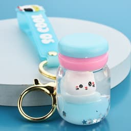 image-Acrylic Liquid Quicksand Cat Keychain Bottle Pendant