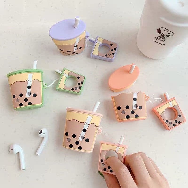 image-Three-Dimensional Pearl Milk Tea AirPods 1/2 Silicone Case
