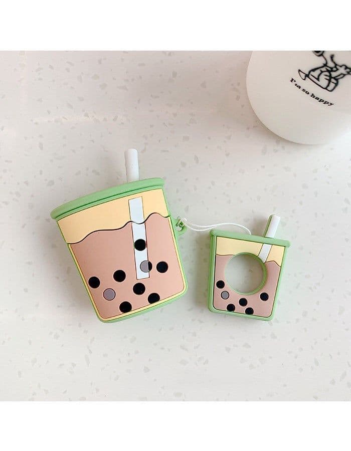 image-Three-Dimensional Pearl Milk Tea AirPods 1/2 Silicone Case