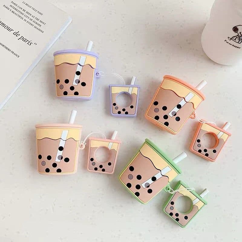 image-Three-Dimensional Pearl Milk Tea AirPods 1/2 Silicone Case