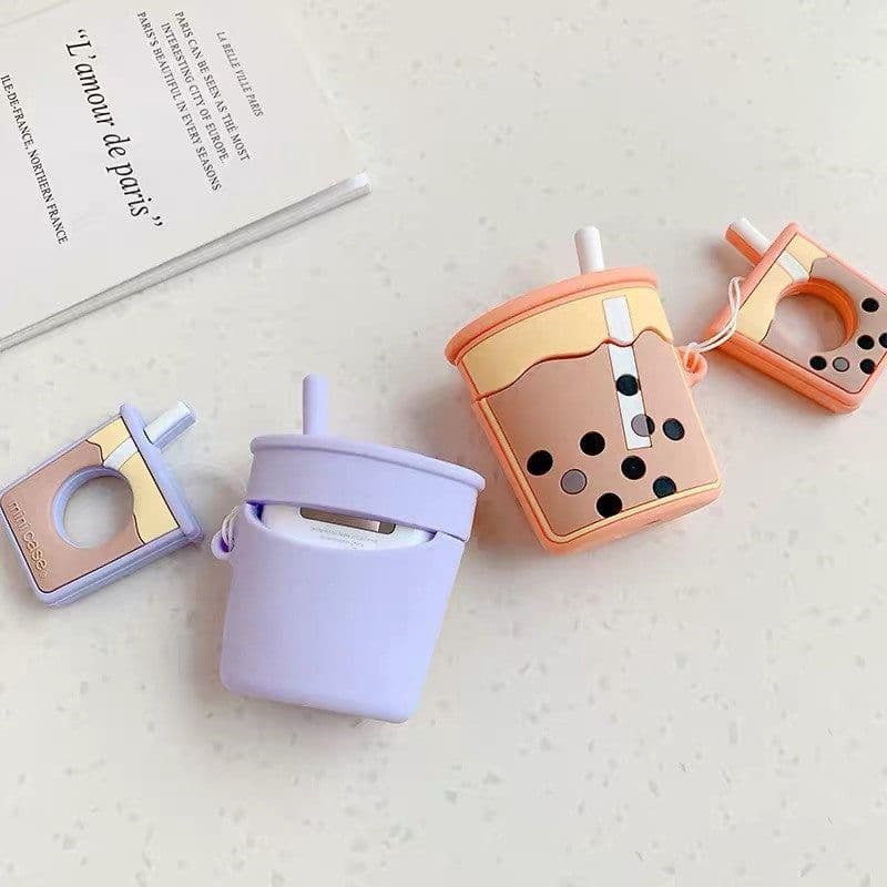 image-Three-Dimensional Pearl Milk Tea AirPods 1/2 Silicone Case